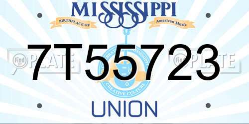 7T55723 Mississippi License Plate
