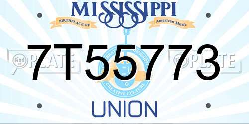 7T55773 Mississippi License Plate
