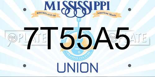 7T55A5 Mississippi License Plate