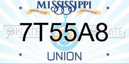 7T55A8 Mississippi License Plate