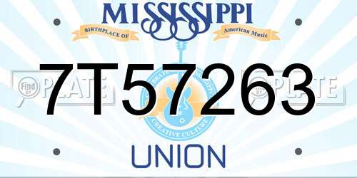 7T57263 Mississippi License Plate