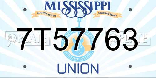 7T57763 Mississippi License Plate