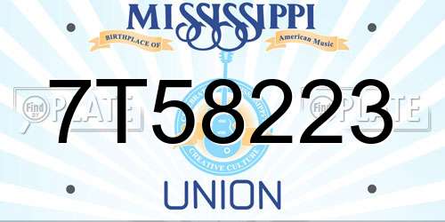 7T58223 Mississippi License Plate