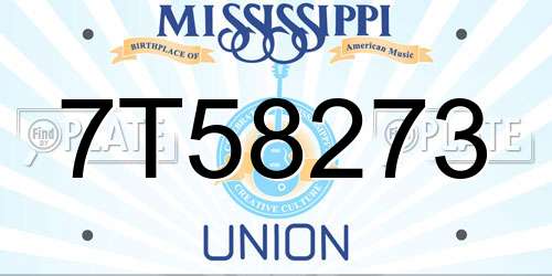 7T58273 Mississippi License Plate
