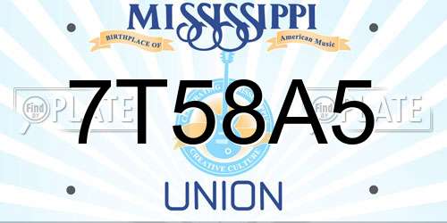 7T58A5 Mississippi License Plate