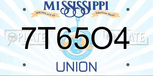 7T65O4 Mississippi License Plate
