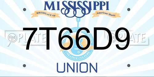 7T66D9 Mississippi License Plate