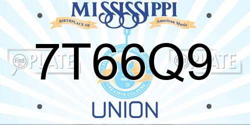 7T66Q9 Mississippi License Plate