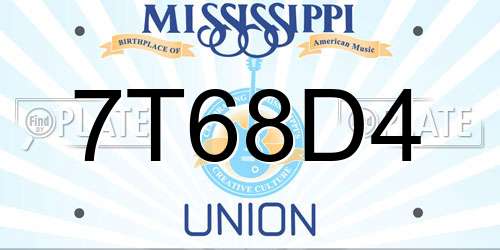 7T68D4 Mississippi License Plate