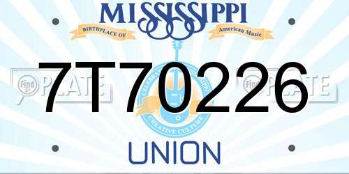 7T70226 Mississippi License Plate