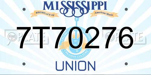 7T70276 Mississippi License Plate