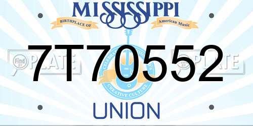 7T70552 Mississippi License Plate