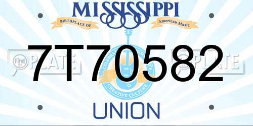 7T70582 Mississippi License Plate