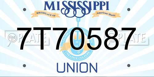7T70587 Mississippi License Plate