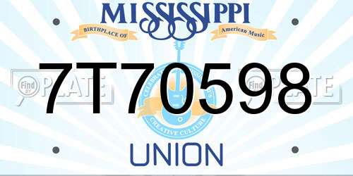 7T70598 Mississippi License Plate