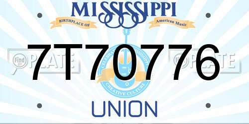 7T70776 Mississippi License Plate