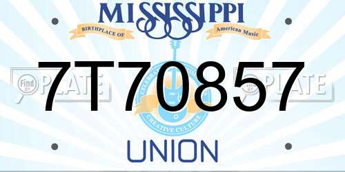 7T70857 Mississippi License Plate