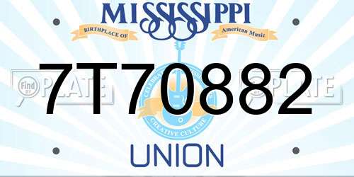 7T70882 Mississippi License Plate
