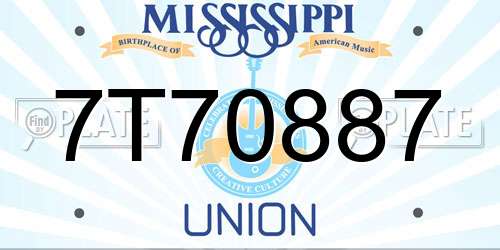 7T70887 Mississippi License Plate