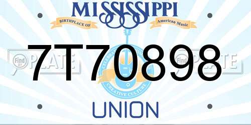7T70898 Mississippi License Plate