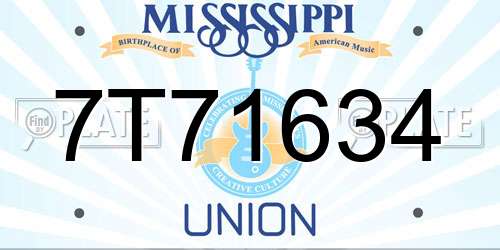 7T71634 Mississippi License Plate