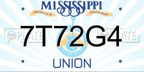 7T72G4 Mississippi License Plate