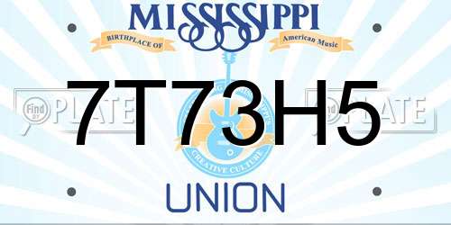 7T73H5 Mississippi License Plate