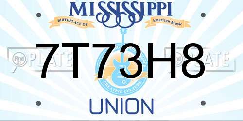 7T73H8 Mississippi License Plate