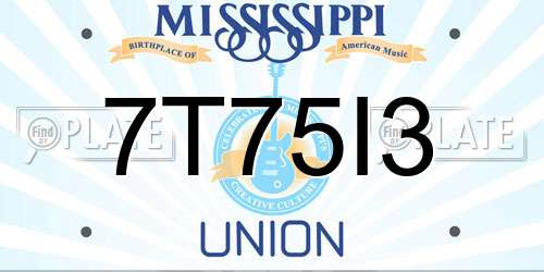 7T75I3 Mississippi License Plate