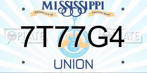 7T77G4 Mississippi License Plate