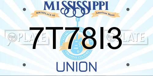 7T78I3 Mississippi License Plate