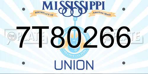 7T80266 Mississippi License Plate