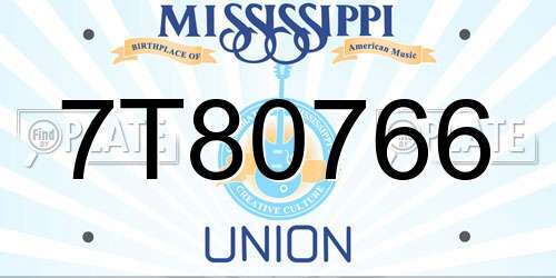 7T80766 Mississippi License Plate