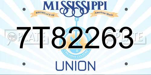 7T82263 Mississippi License Plate