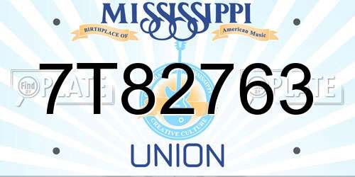 7T82763 Mississippi License Plate
