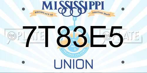 7T83E5 Mississippi License Plate