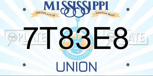7T83E8 Mississippi License Plate