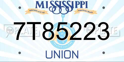 7T85223 Mississippi License Plate