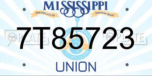 7T85723 Mississippi License Plate