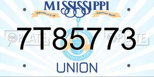 7T85773 Mississippi License Plate