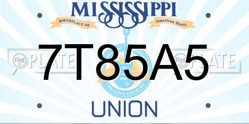 7T85A5 Mississippi License Plate