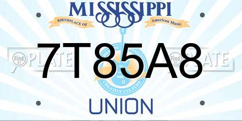 7T85A8 Mississippi License Plate