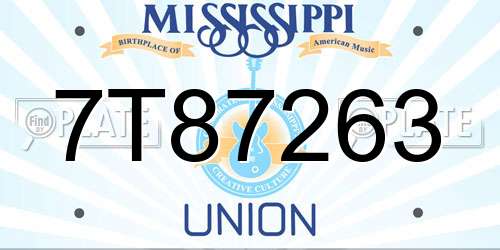 7T87263 Mississippi License Plate