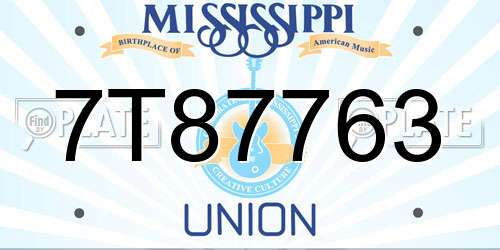 7T87763 Mississippi License Plate