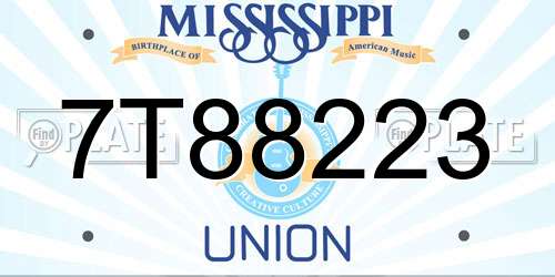 7T88223 Mississippi License Plate