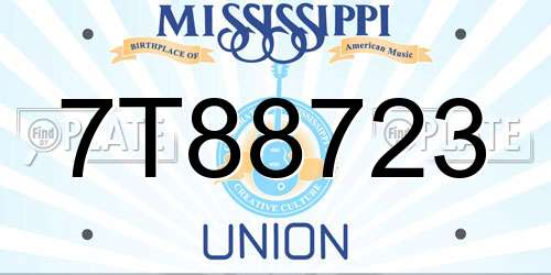 7T88723 Mississippi License Plate