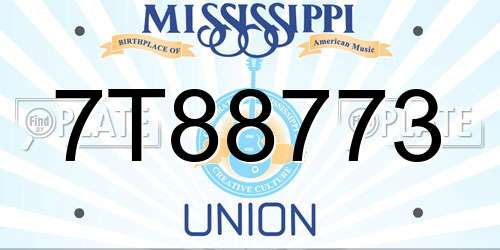 7T88773 Mississippi License Plate