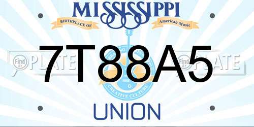 7T88A5 Mississippi License Plate
