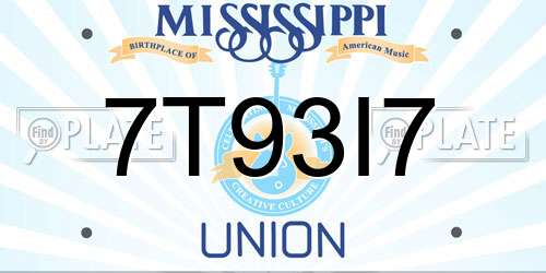 7T93I7 Mississippi License Plate