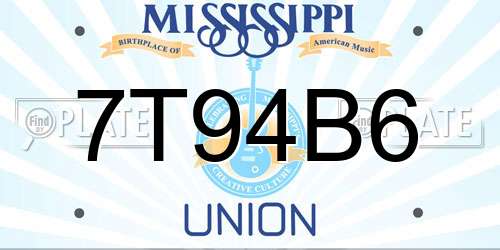7T94B6 Mississippi License Plate